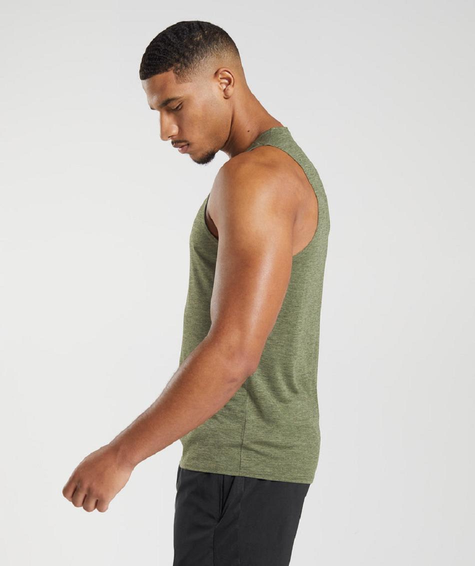 Camiseta Tirantes Gymshark Arrival Slim Marl Hombre Verde Oliva Verde Oliva | CO 3177BEX